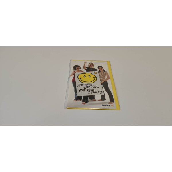 Allgemeine Wünsche Smiley Glückwunschkarte mit Umschlag 8,5 x 13cm Personen halten Plakat mit Smileys