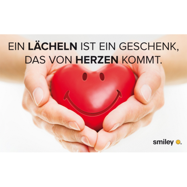 Allgemeine Wünsche Smiley Glückwunschkarte mit Umschlag 8,5 x 13cm Smileyherz in Händen