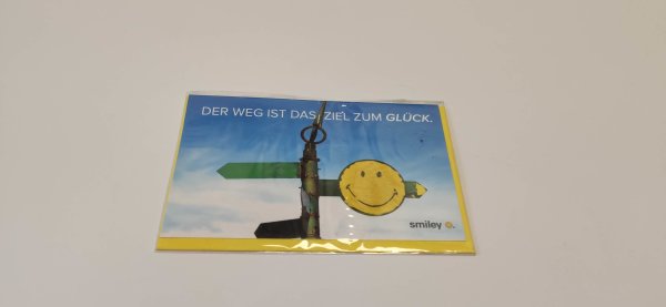 Allgemeine Wünsche – Smiley - Glückwunschkarte im Format 8,5 cm x 13,5 cm mit Umschlag – Smiley Wegepunkt