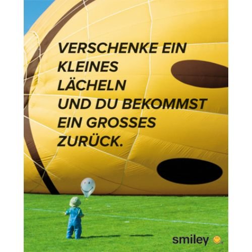 Allgemeine Wünsche – Smiley - Minikarte mit Umschlag – Smiley Heißluftballon