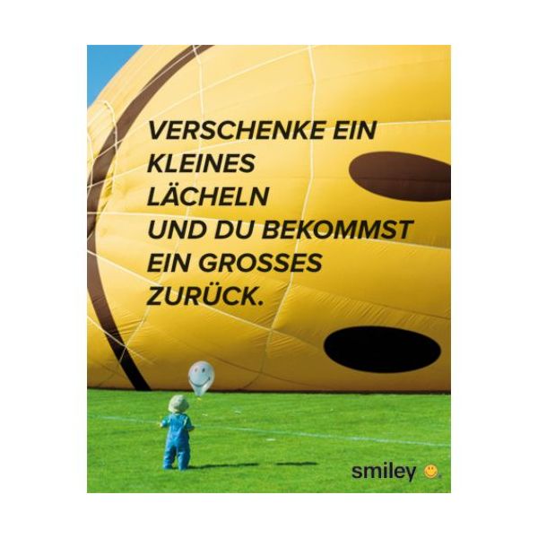 Allgemeine Wünsche Smiley Minikarte mit Umschlag Smiley Heißluftballon