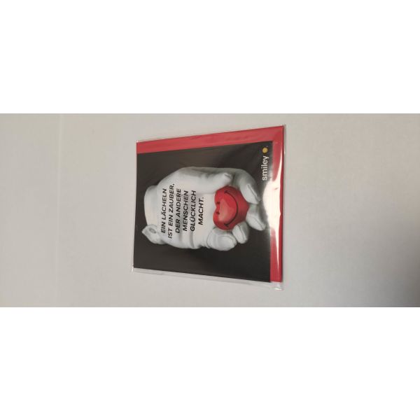 Allgemeine Wünsche Smiley Minikarte mit Umschlag Herz in Handschuh