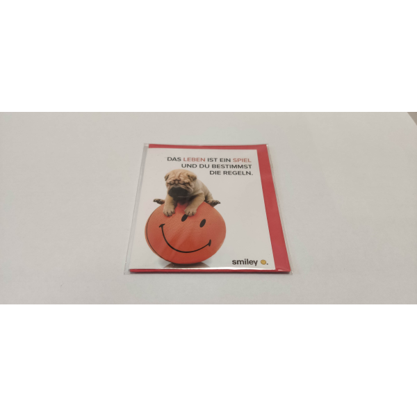 Allgemeine Wünsche Smiley Minikarte mit Umschlag Mops auf Smiley