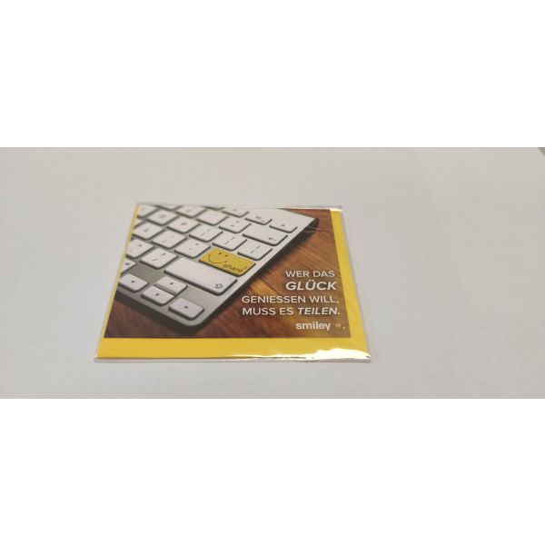 Allgemeine Wünsche Smiley Minikarte mit Umschlag Tastatur