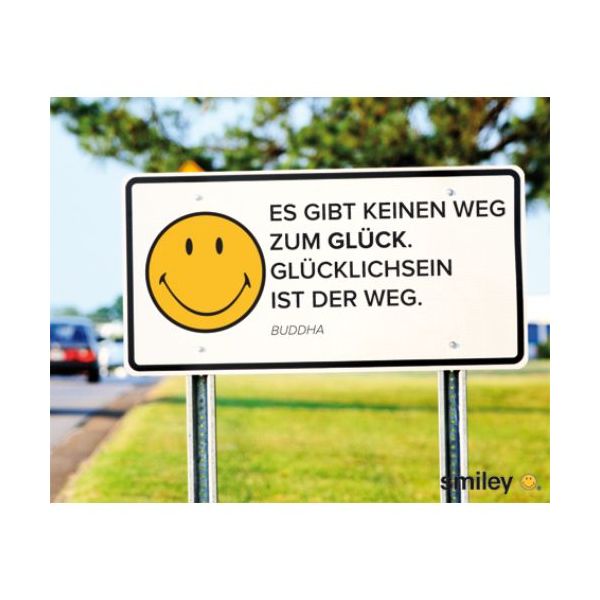 Allgemeine Wünsche Smiley Minikarte mit Umschlag Strassenschild