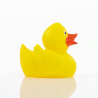 Ente gelb-orange unifarbene Enten Quietscheente Badeente ca. 8 cm gross