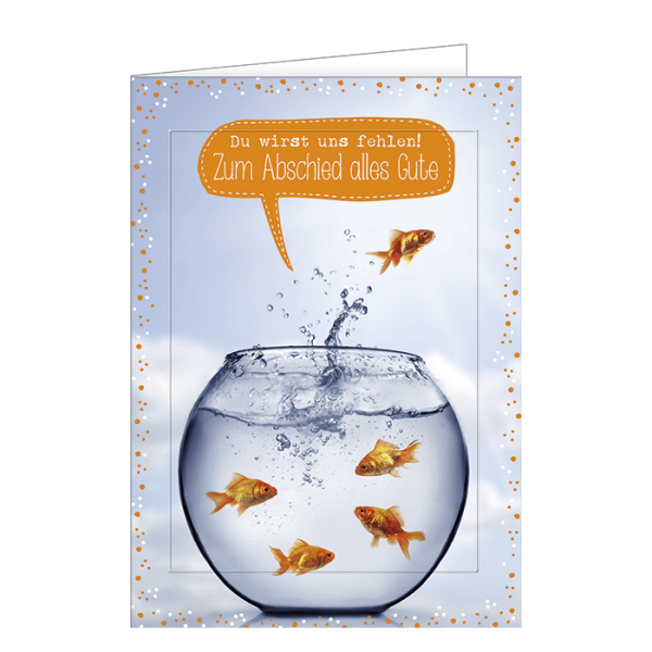 Abschied - A4 - Glückwunschkarte – Fische - „Zum Abschied alles Gute