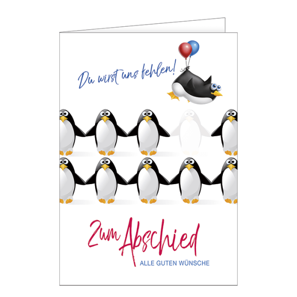 Abschied - A4 Karte mit Umschlag – Pinguine - „Zum Abschied“