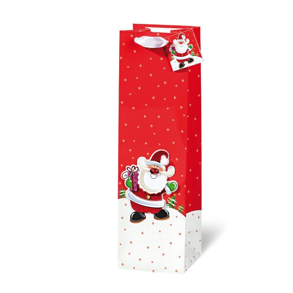 A Weihnachten  Geschenktasche Flaschen-Format Nikolaus Weihnachtsmann