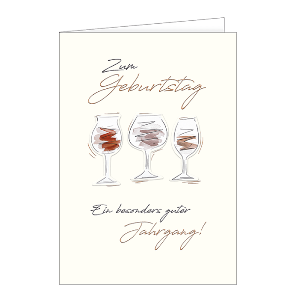 Geburtstag - A4 Karte mit Umschlag – Weingläser - „Zum Geburtstag“