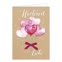 Hochzeit - A4 Karte mit Umschlag – Herzballons -...