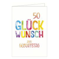 A 50. Geburtstag - A4 Karte mit Umschlag –  bunter...