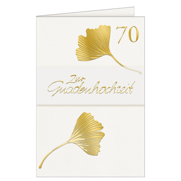 70. Hochzeitstag - Gnadenhochzeit – Blätter – "70 Zur Gnadenhochzeit" Karte mit Briefumschlag
