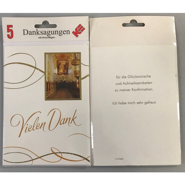 Danksagungskarten zur Konfirmation 5 Stück im Topper mit Briefumschlägen