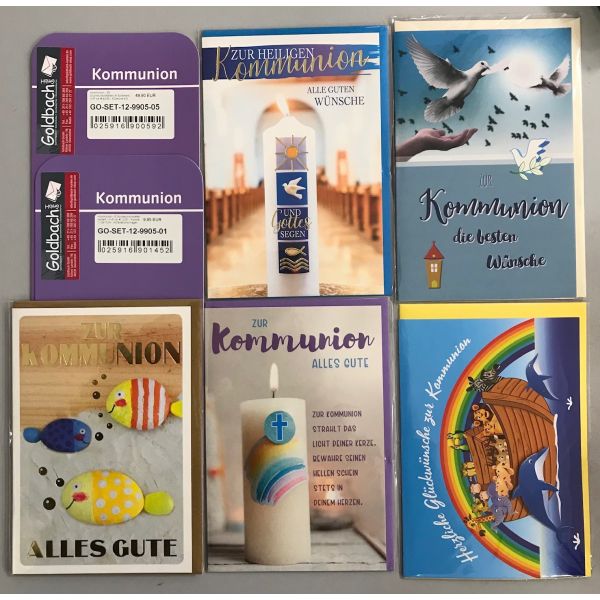 Kommunion - 25 Glückwunschkarten im Sortiment - UVP ca. € 62,50 - 5 Dekore á 5 Karten - Format: 11,5x17cm - mit Briefumschlägen