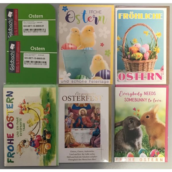 Ostern - 5 Glückwunschkarten sortiert - UVP ca. € 12,50 - Format: 11,5x17cm - mit Briefumschlägen