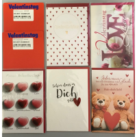 Valentinstag - 5 Glückwunschkarten sortiert - UVP...