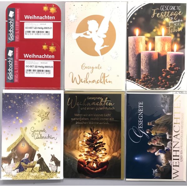 Weihnachten heilig - 25 Glückwunschkarten im Sortiment - UVP ca. € 62,50 - 5 Dekore á 5 Karten - Format: 11,5x17cm - mit Briefumschlägen