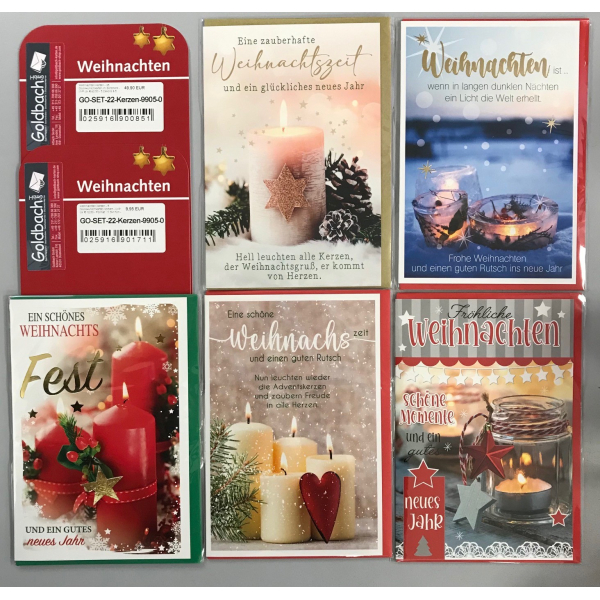 LANG Weihnachtskarten Set – Verschneite Szene, 18 Karten + 19 Umschläge, Leinengeprägt