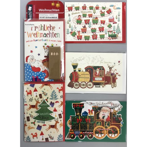 Weihnachten Kinder - 5 Glückwunschkarten sortiert - UVP ca. € 12,50 - Format: 11,5x17cm - mit Briefumschlägen