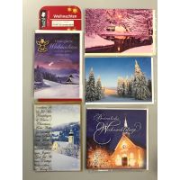 Weihnachten Landschaft - 5 Glückwunschkarten...