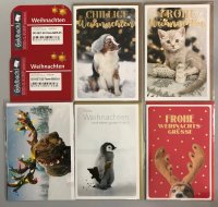 Weihnachten Tiere - 5 Glückwunschkarten sortiert -...