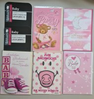 Geburt Mädchen - 5 Glückwunschkarten sortiert -...