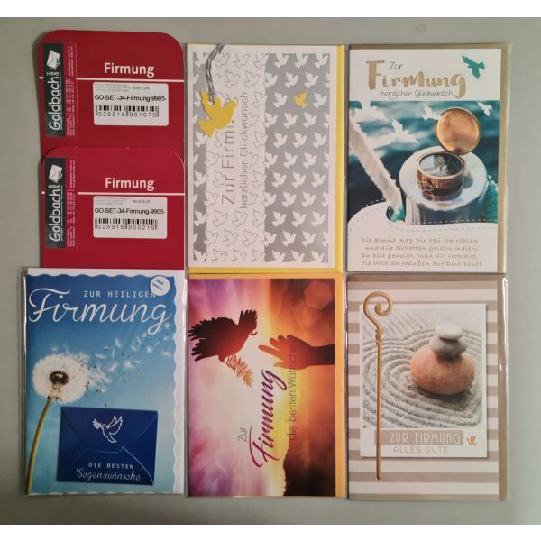 Firmung - 5 Glückwunschkarten sortiert - UVP ca. € 12,50 - Format: 11,5x17cm - mit Briefumschlägen