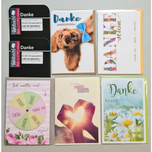 Danke - 5 Glückwunschkarten sortiert - UVP ca. € 12,50 - Format: 11,5x17cm - mit Briefumschlägen