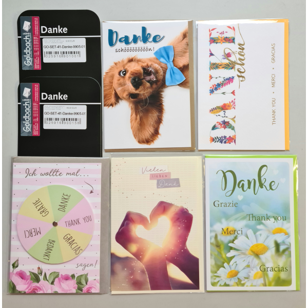 Danke - 5 Glückwunschkarten sortiert - UVP ca. € 12,50 - Format: 11,5x17cm - mit Briefumschlägen