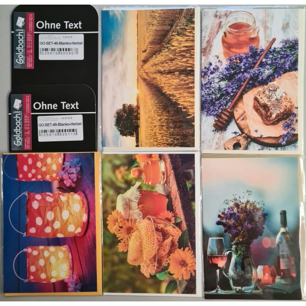 Ohne Text - Herbst - 25 Glückwunschkarten im Sortiment - UVP ca. € 56,25 - 5 Dekore á 5 Karten - Format: 11,5x17cm - mit Briefumschlägen