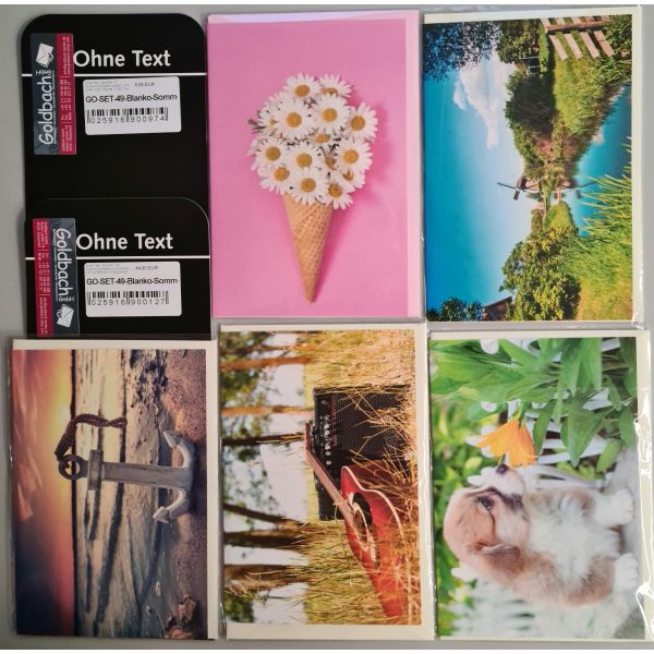 Ohne Text - Sommer - 25 Glückwunschkarten im Sortiment - UVP ca. € 56,25 - 5 Dekore á 5 Karten - Format: 11,5x17cm - mit Briefumschlägen