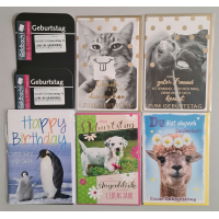 Geburtstag Tiere - 25 Glückwunschkarten im Sortiment...