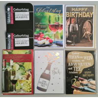 Geburtstag Wein - 5 Glückwunschkarten sortiert - UVP...