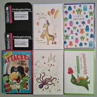 Kindergeburtstag - 5 Glückwunschkarten sortiert -...