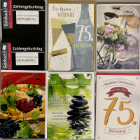 75.Geburtstag - 25 Glückwunschkarten im Sortiment -...