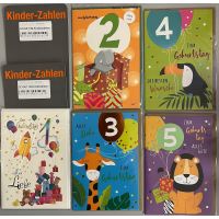 Kinderzahlen - 25 Glückwunschkarten im Sortiment -...