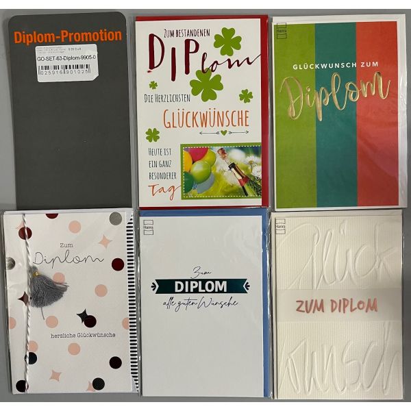 Diplom - 5 Glückwunschkarten sortiert - UVP ca. € 12,50 - Format: 11,5x17cm - mit Briefumschlägen