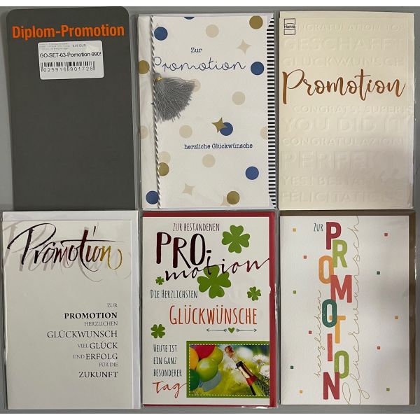 Pomotion - 5 Glückwunschkarten sortiert - UVP ca. € 12,50 - Format: 11,5x17cm - mit Briefumschlägen