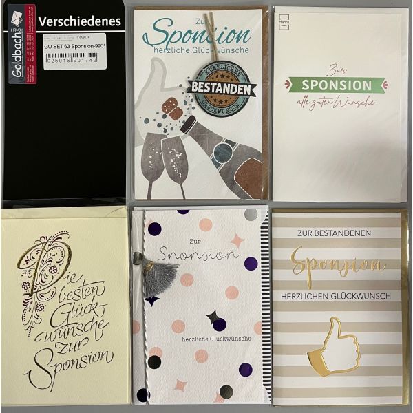 Sponsion - 5 Glückwunschkarten sortiert - UVP ca. € 12,50 - Format: 11,5x17cm - mit Briefumschlägen