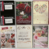 Hochzeitstag - 5 Glückwunschkarten sortiert - UVP...