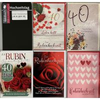 Rubinhochzeit - 5 Glückwunschkarten sortiert - UVP...