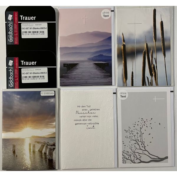 Trauer ohne Text - 25 Beileidskarten im Sortiment - UVP ca. € 62,50 - 5 Dekore á 5 Karten - Format: 11,5x17cm - mit Briefumschlägen
