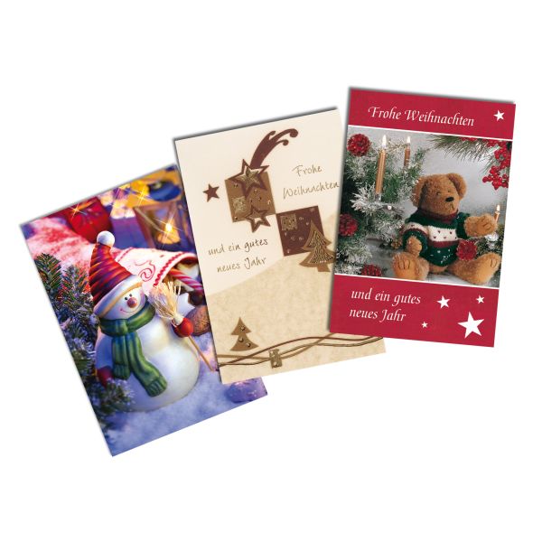 Weihnachtskarten Mehrfachpackung Bundle 3 Karten mit Umschlägen 11x15,5 cm sortierte Motive