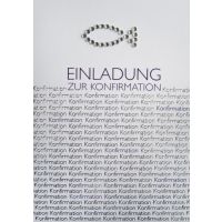 Konfirmation Einladungskarten Fisch silber mit Briefumschlag