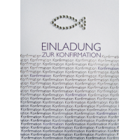 Konfirmation Einladungskarten Fisch silber mit Briefumschlag