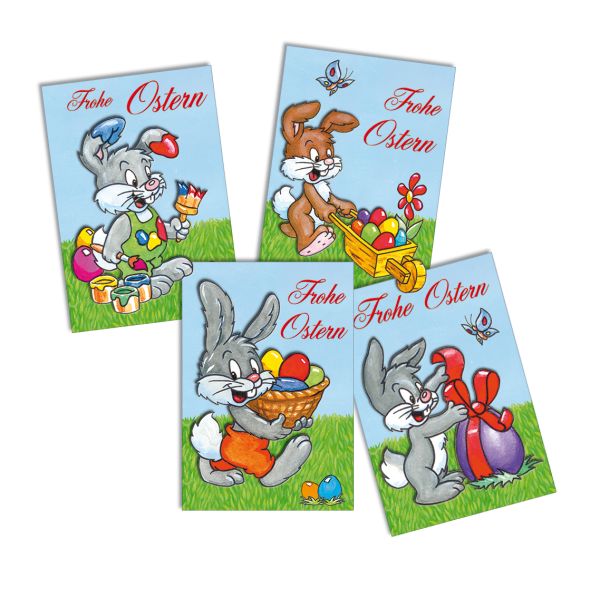 Ostern Geschenkanhänger Hase 4 Motive sortiert mit Applikation