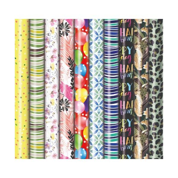 Sortiment Geschenkpapier Präsenta 2m, 60 Röllchen UVP: € 1,95 - Bundle