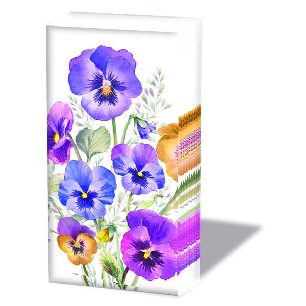 Taschentücher 21,5 x 22 cm 4-lagig 10 StückPansies Blumen Stiefmütterchen