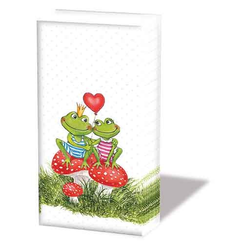 Taschentücher  21,5 x 22 cm – 4-lagig – á 10 Stück pro Packung - Frogs in love - Frösche